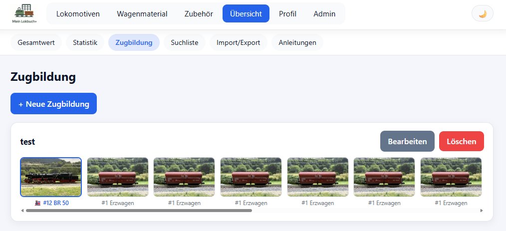 Zugbildung aus Lok und Wagen